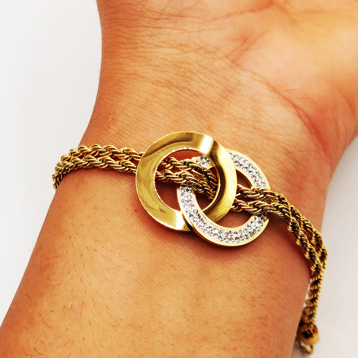 Bracelet Double Torsade Multi Lignes Double Cercles Luxe