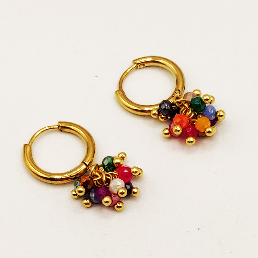 Boucles d'oreilles Créoles Pendentifs Perles d'imitation Multicolores