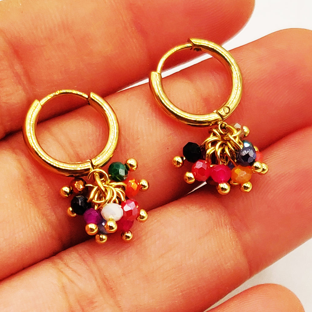 Boucles d'oreilles Créoles Pendentifs Perles d'imitation Multicolores