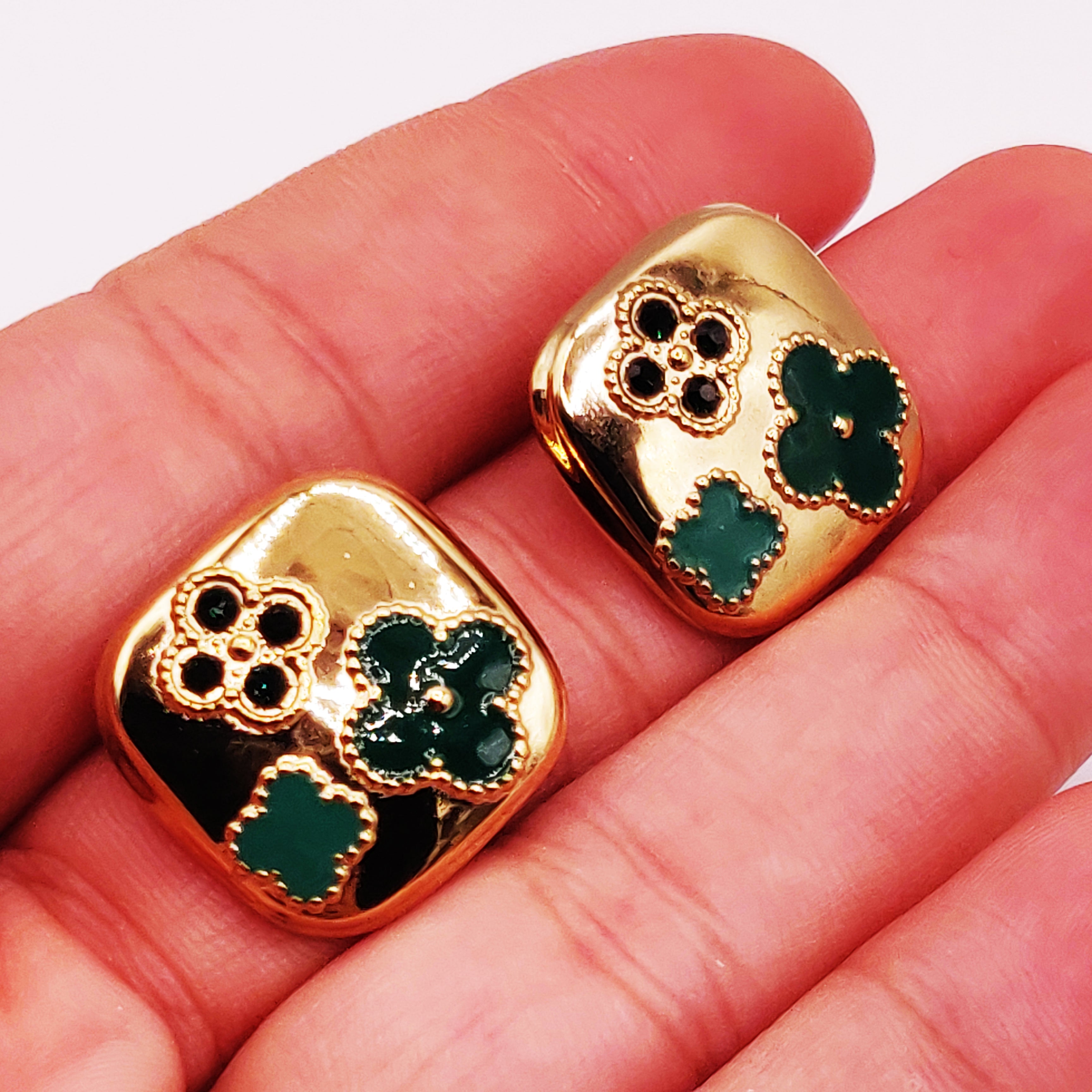 Boucles d'oreilles Multi Trèfles Verts Tour Doré Luxe