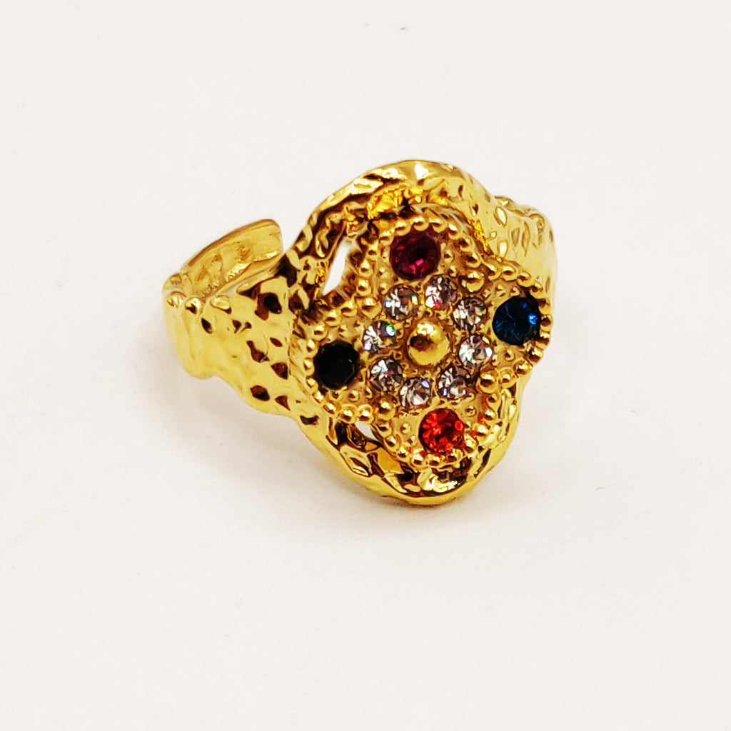 Bague Trèfle Cristaux Multicolores