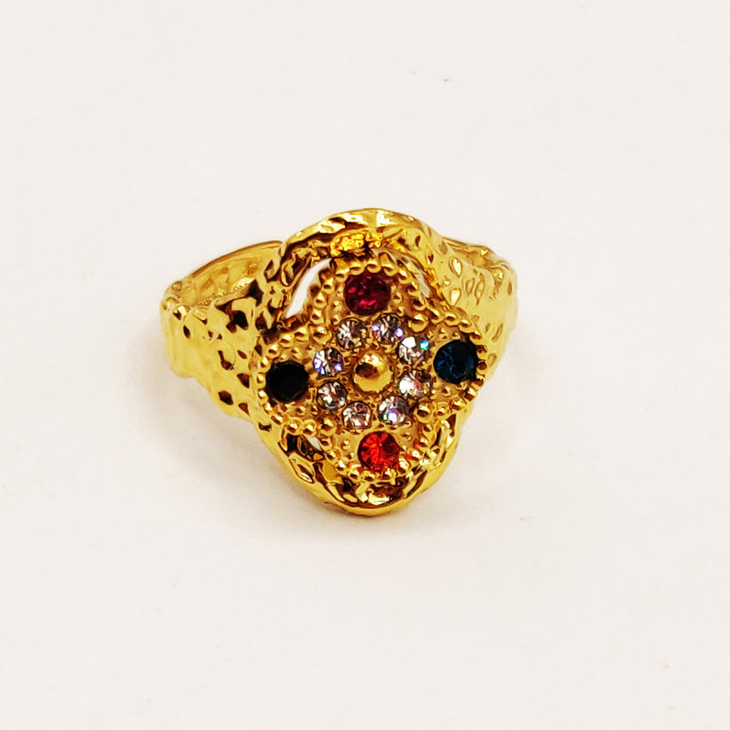 Bague Trèfle Cristaux Multicolores