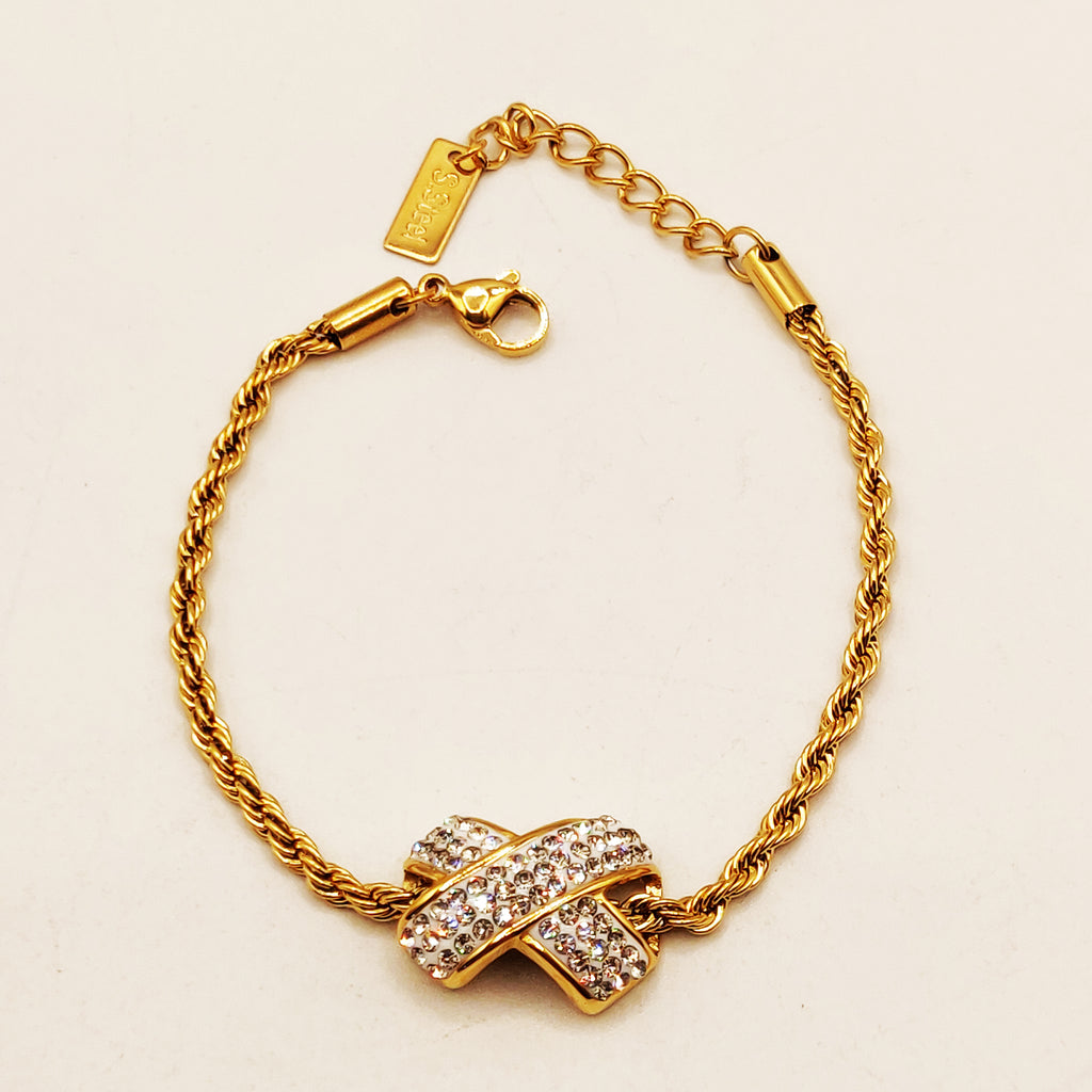 Bracelet Torsade Multi Lignes X Cristaux Luxe