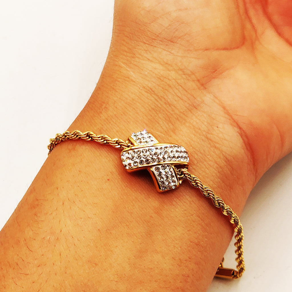 Bracelet Torsade Multi Lignes X Cristaux Luxe