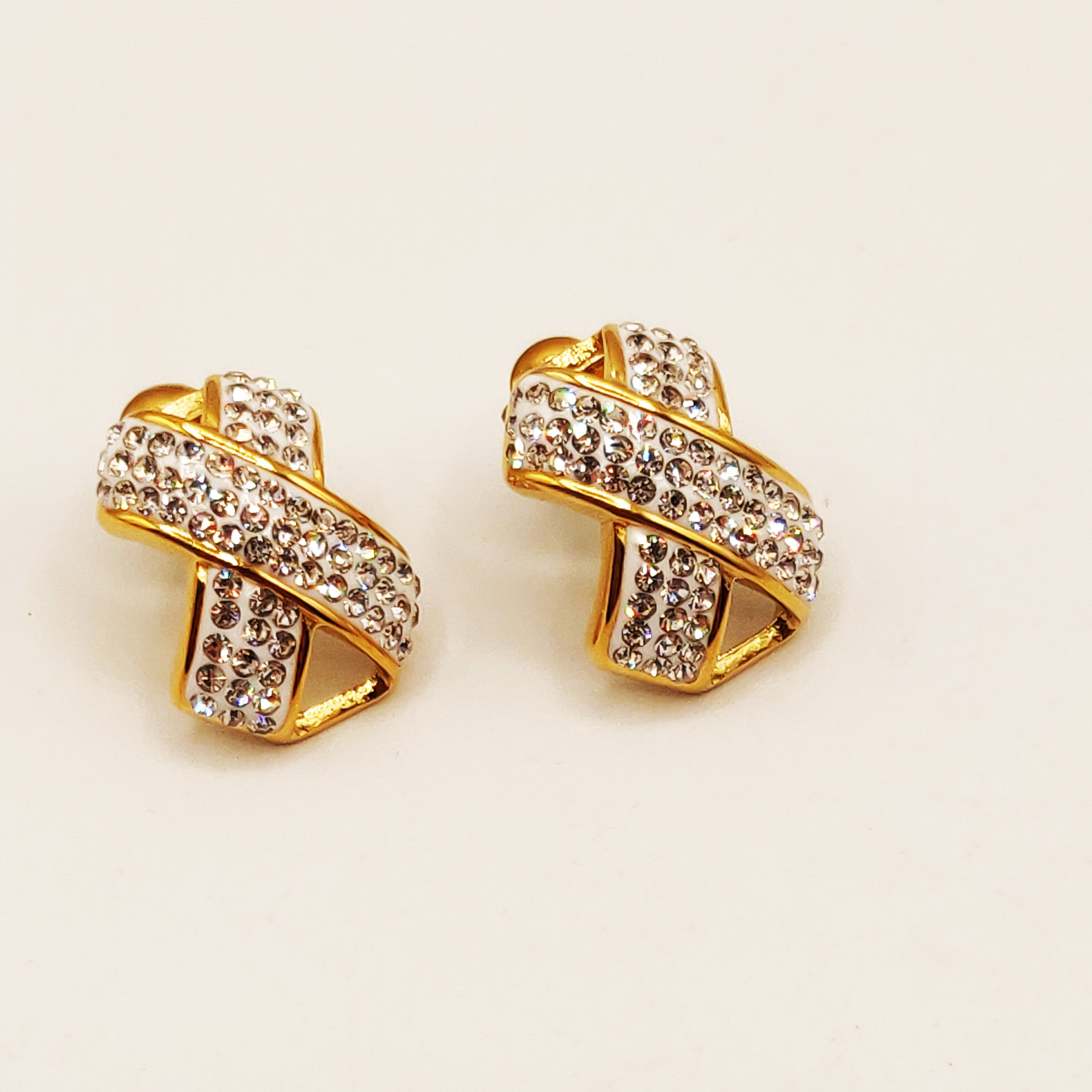 Boucles d'oreilles Torsade Multi Lignes X Cristaux Luxe