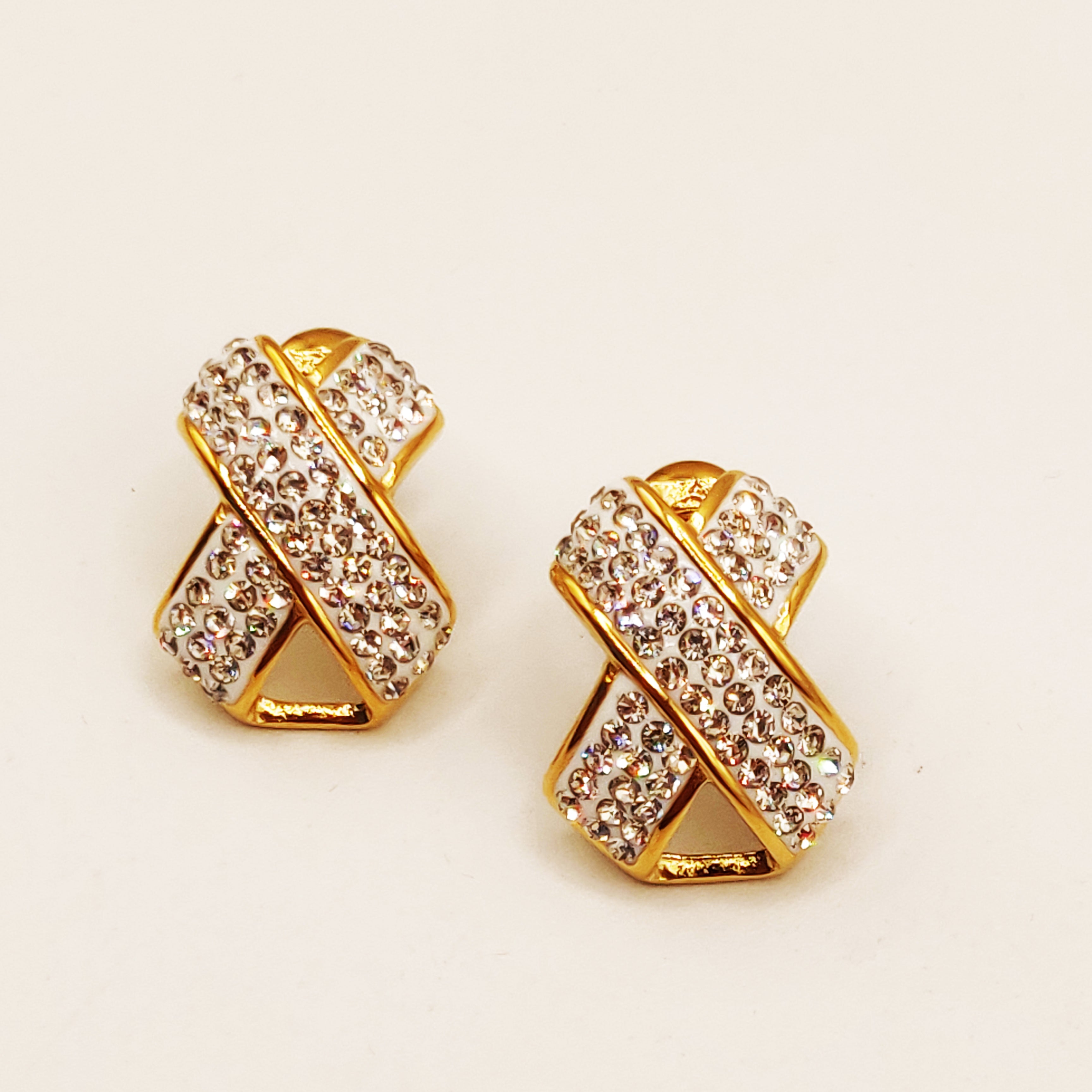 Boucles d'oreilles Torsade Multi Lignes X Cristaux Luxe