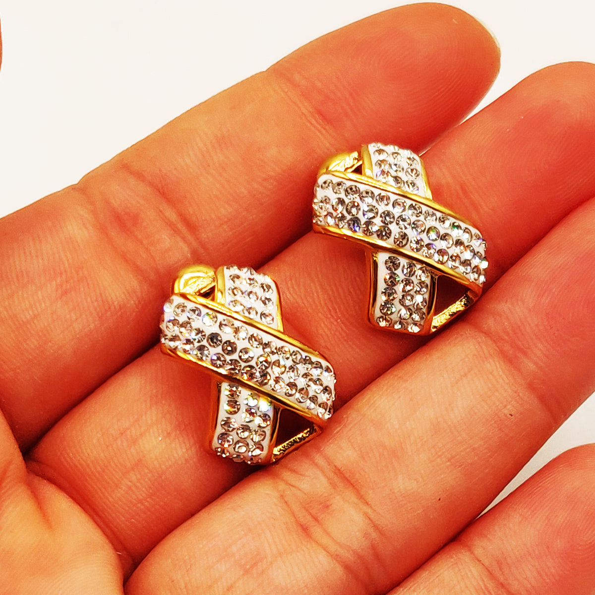 Boucles d'oreilles Torsade Multi Lignes X Cristaux Luxe
