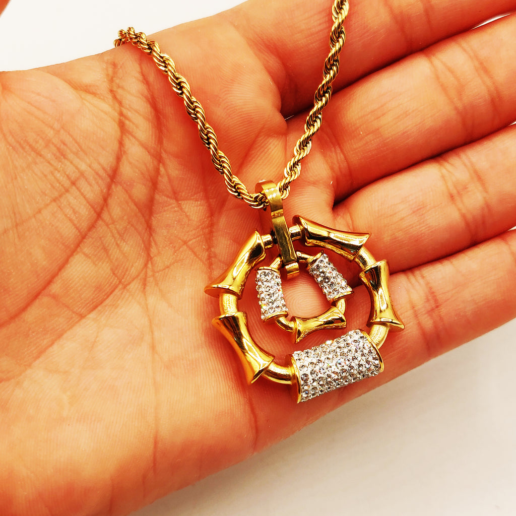 Collier Torsade Multi Lignes Cercle Os Cristaux Luxe