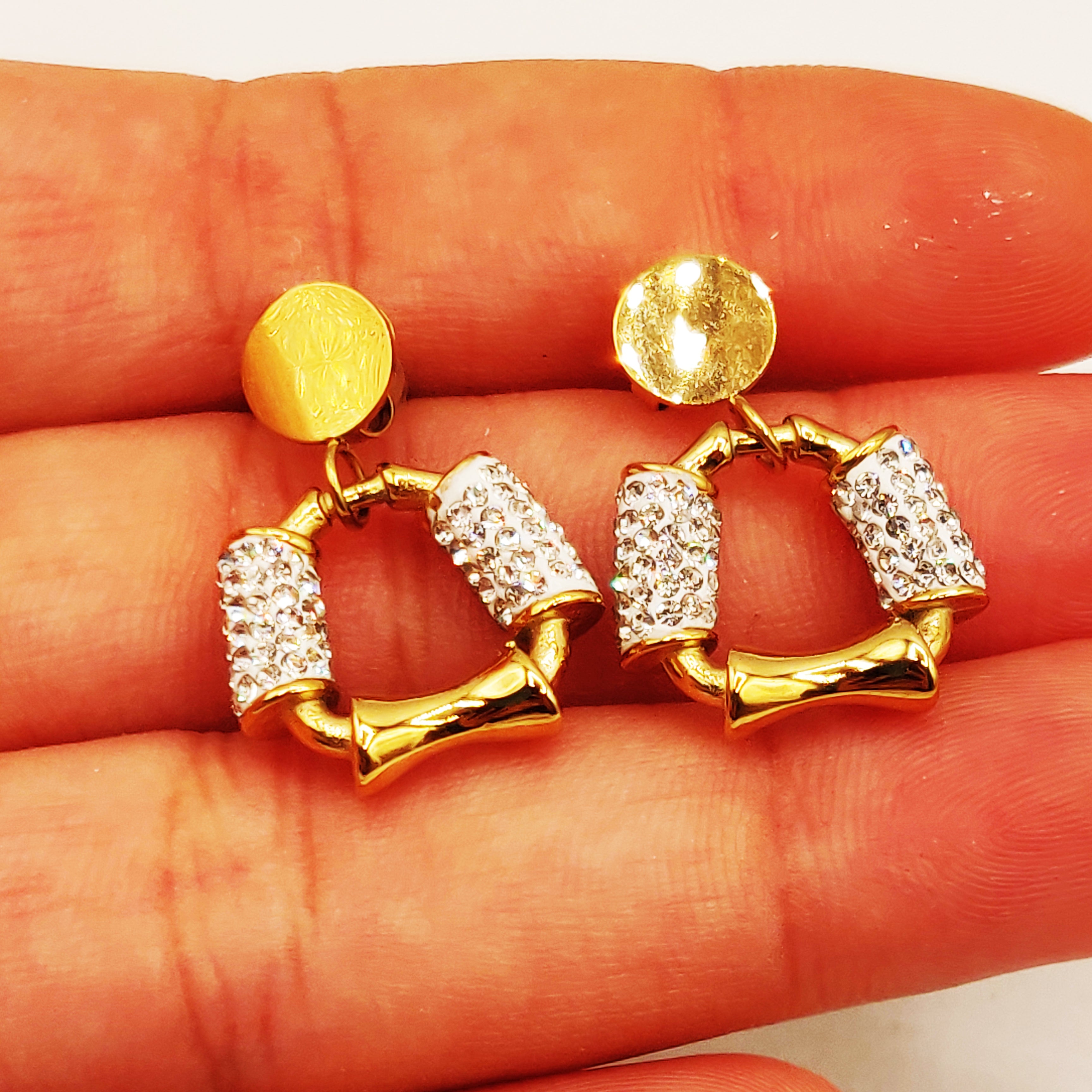 Boucles d'oreilles Torsade Multi Lignes Cercle Os Cristaux Luxe