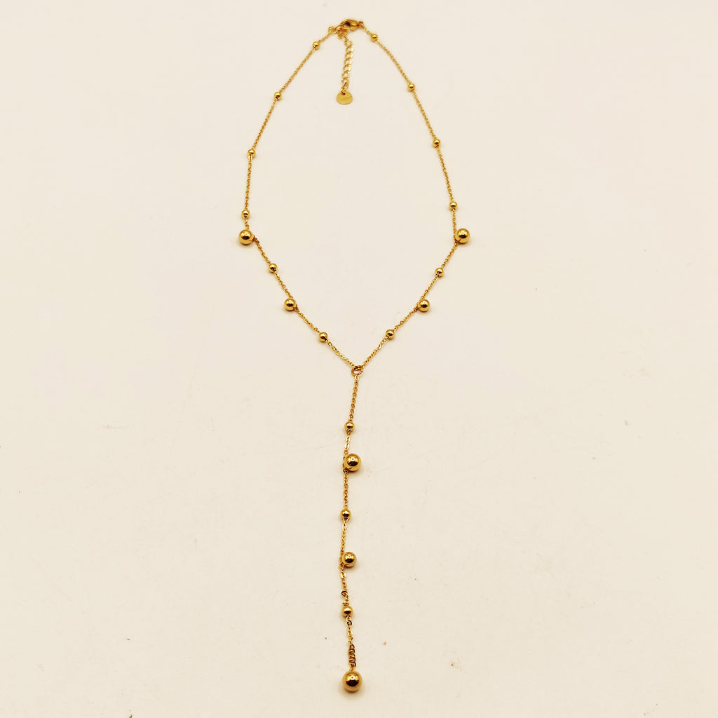 Collier Multi Perles d'imitation Dorées Descendant