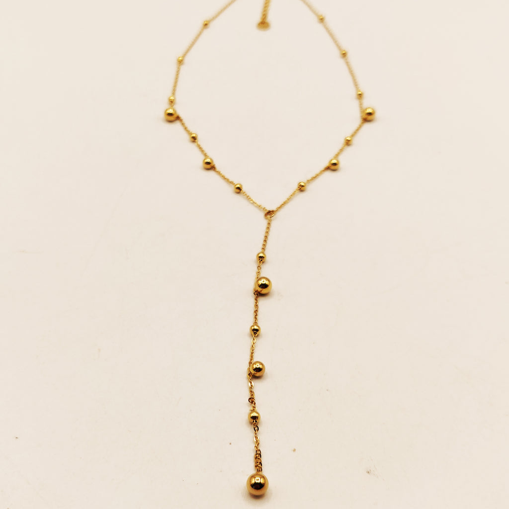 Collier Multi Perles d'imitation Dorées Descendant