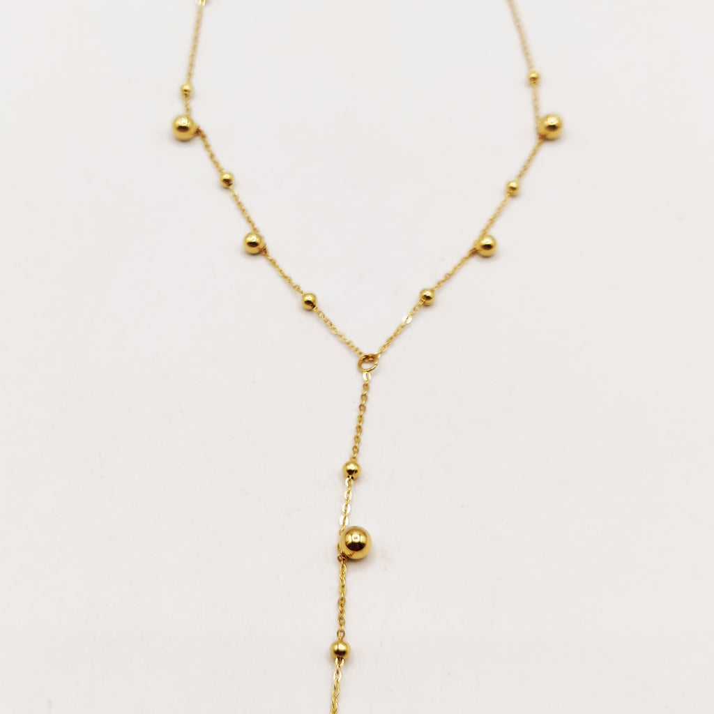 Collier Multi Perles d'imitation Dorées Descendant