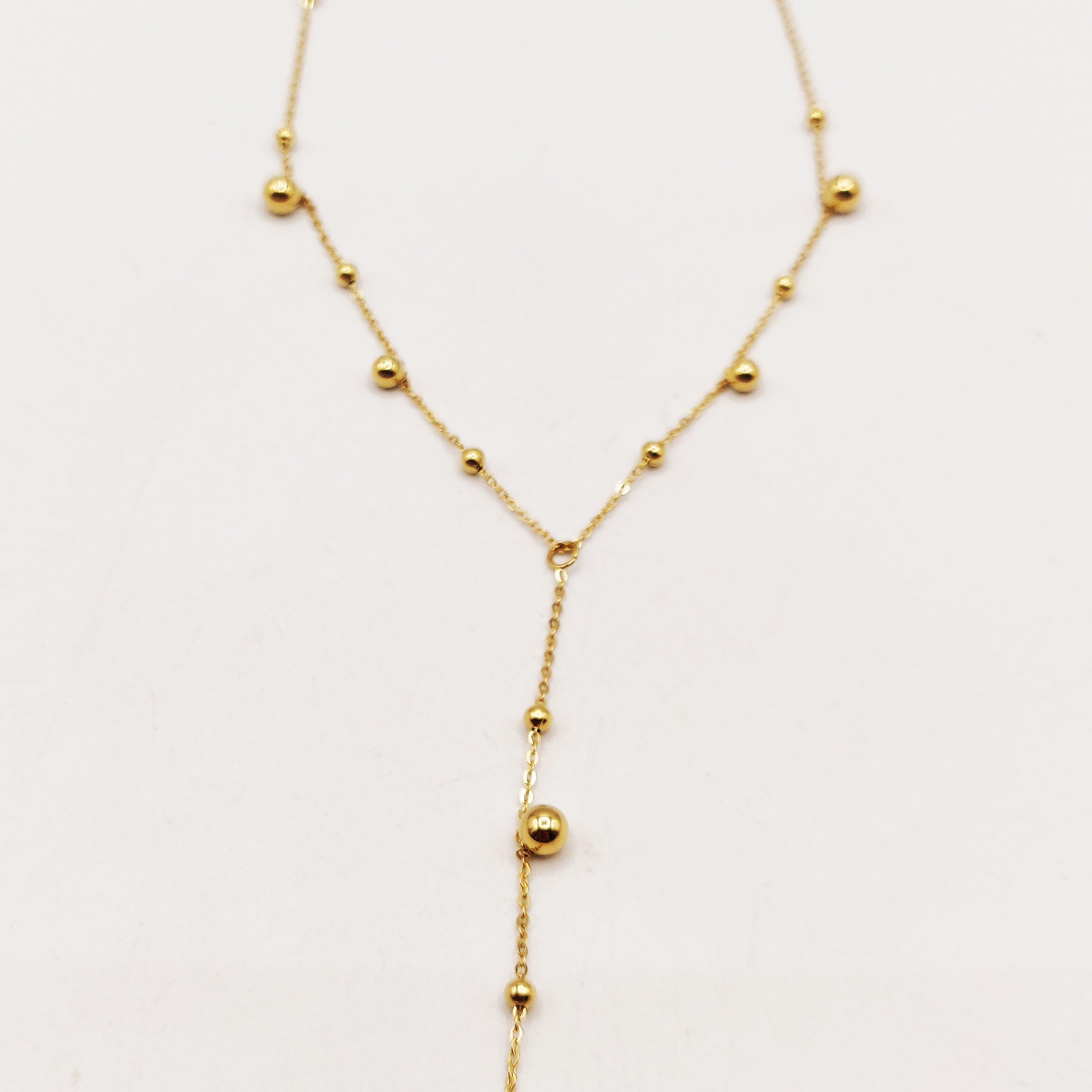Collier Multi Perles d'imitation Dorées Descendant