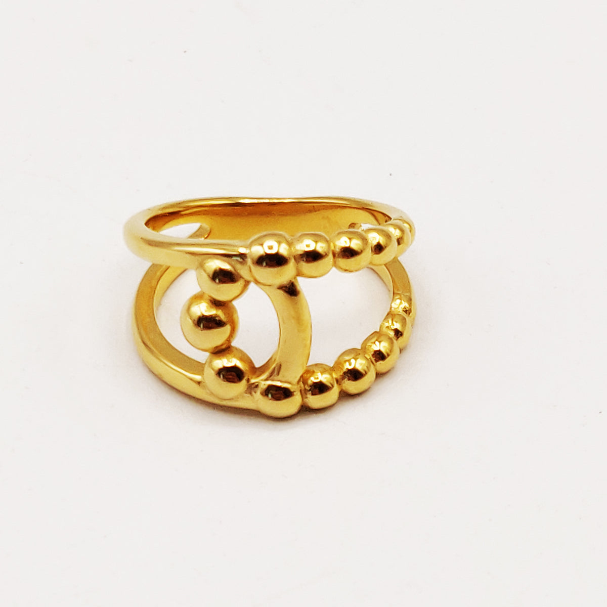 Bague Boucle Multi Perles d'imitation Dorées