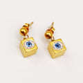 Boucles d'oreilles Maille Multi Cubes Oeil Bleu Luxe