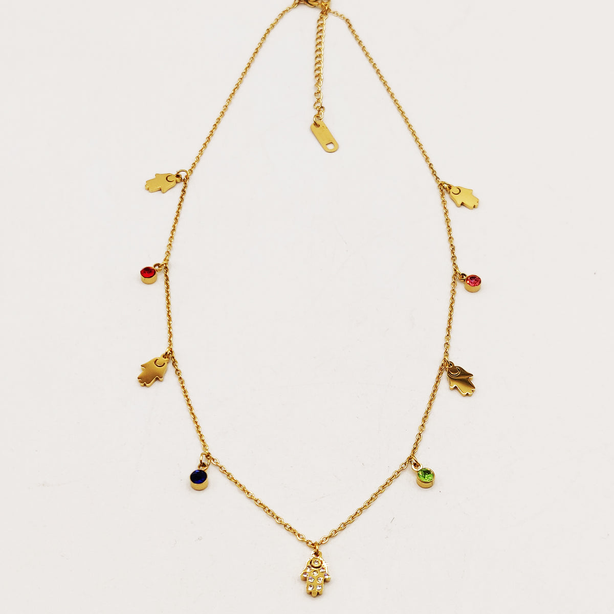 Collier Mains de Fatma et Cristaux Multicolores Luxe