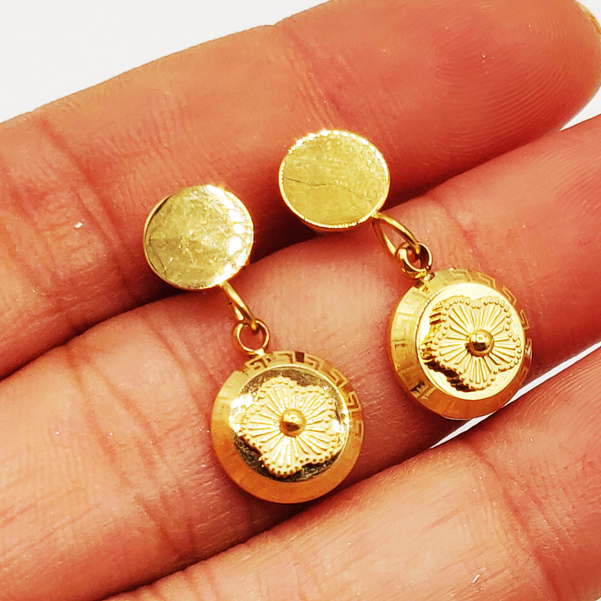 Boucles d'oreilles Chaîne Multi Marguerites Dorées