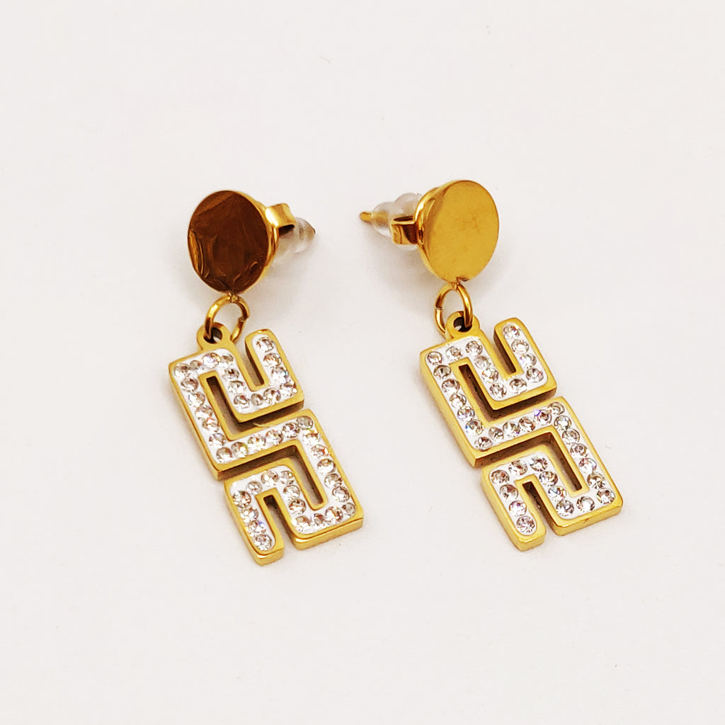 Boucles d'oreilles Torsade Multi Lignes V Luxe Cristaux