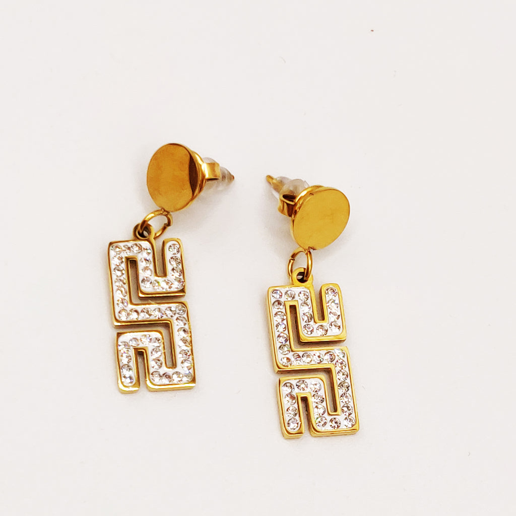Boucles d'oreilles Torsade Multi Lignes V Luxe Cristaux