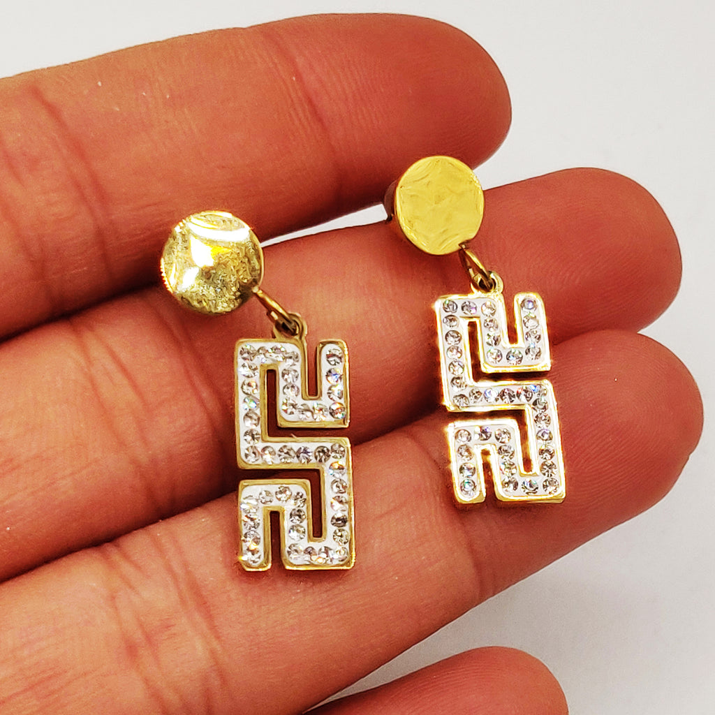 Boucles d'oreilles Torsade Multi Lignes V Luxe Cristaux