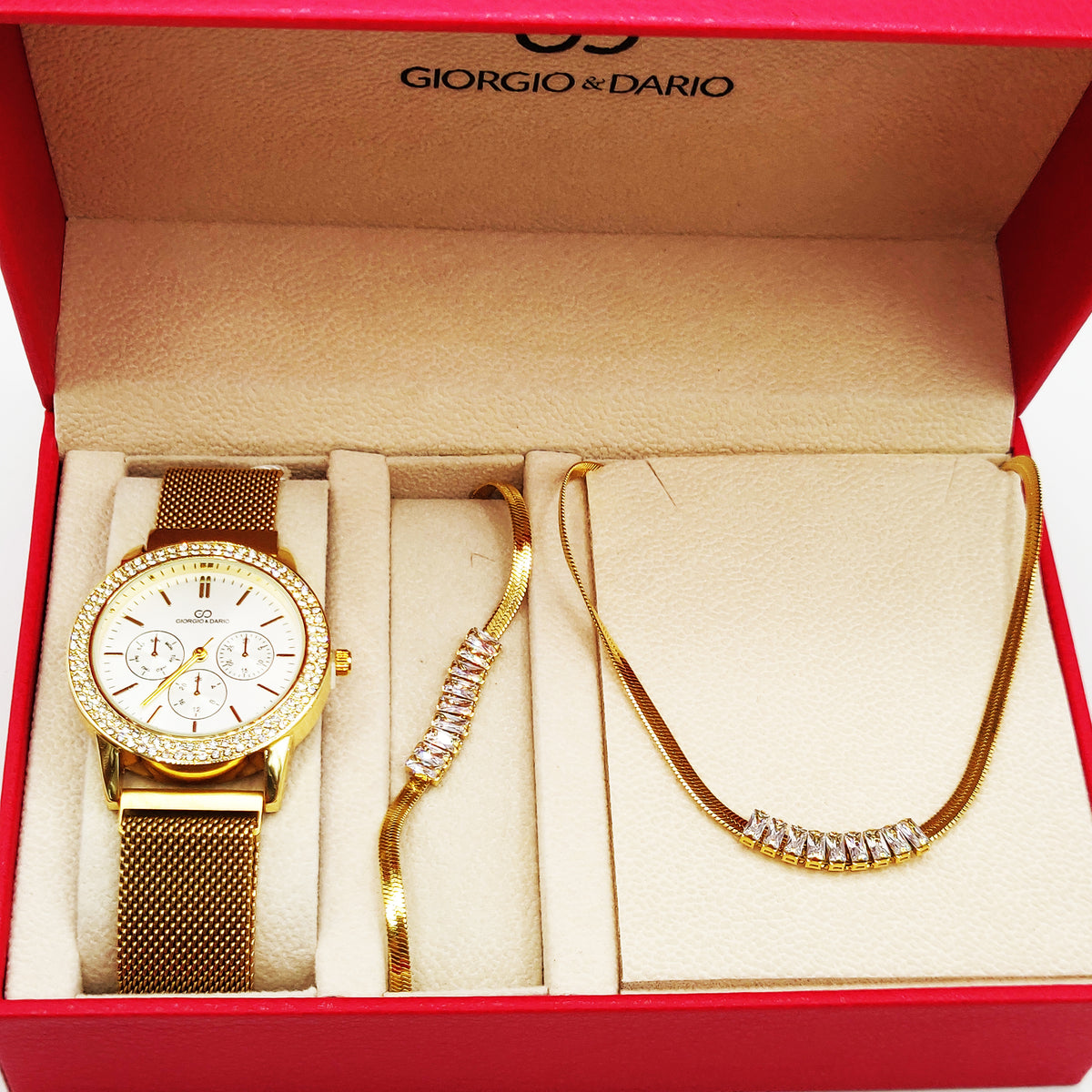 Coffret Montre Giorgio & Dario eu5944 avec Collier et Bracelet Multi Cristaux