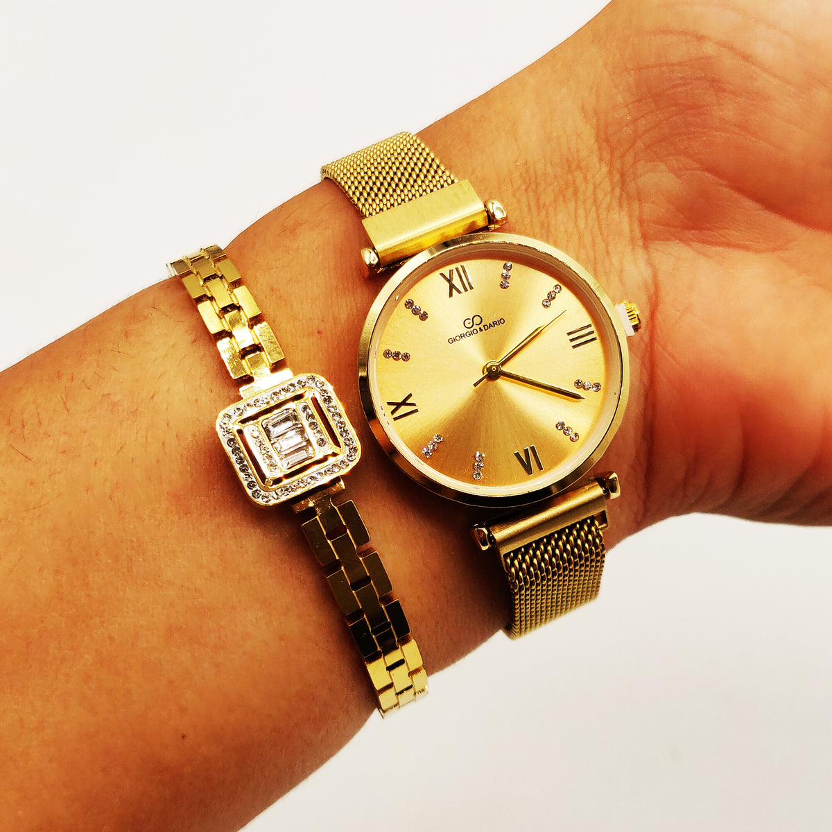 Coffret Montre Giorgio & Dario eu5471 avec Bracelet Rigide Cristal Carré