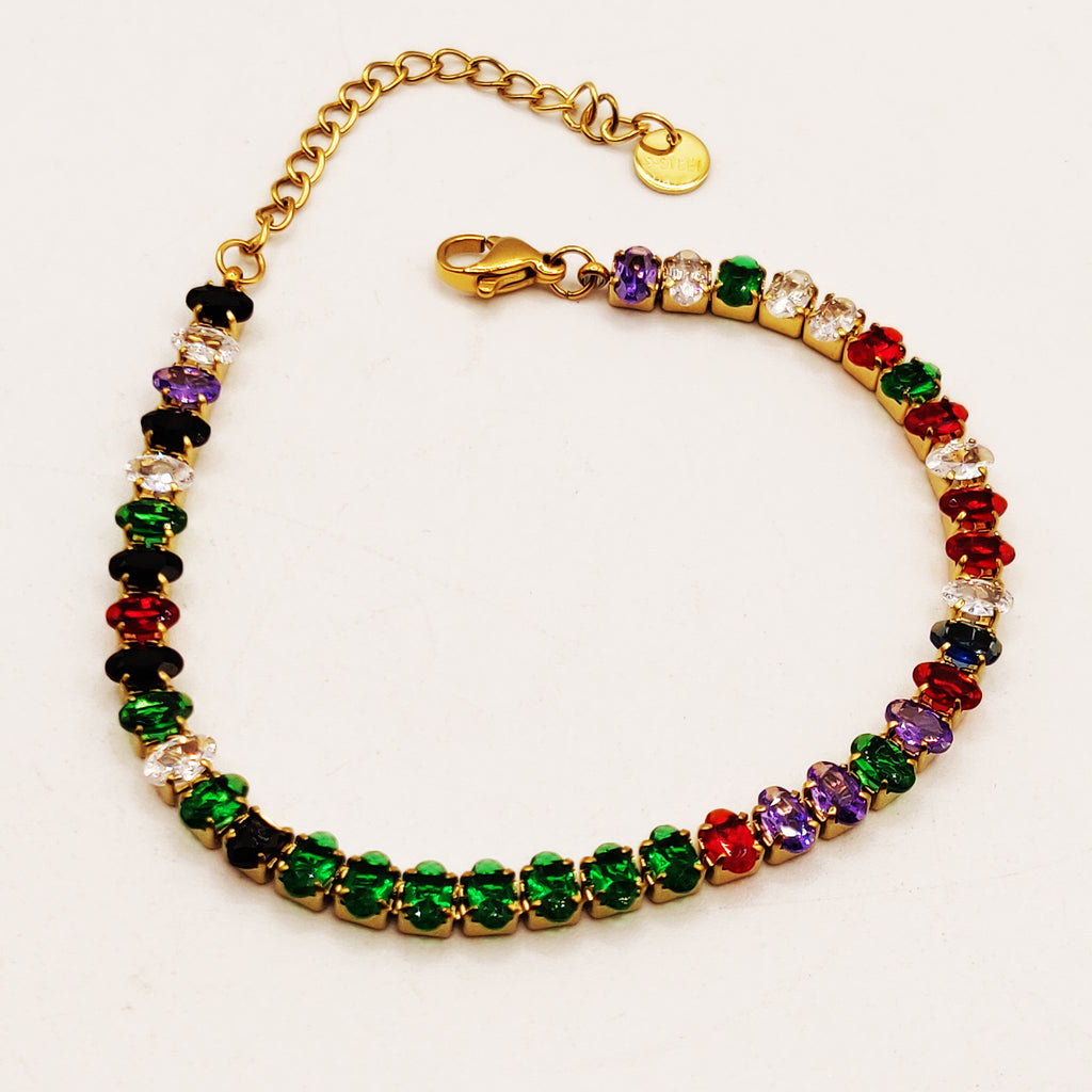 Bracelet Cristaux Ovales Multicolores Luxe