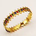 Bracelet Rigide Pointes Cristaux Rectangles Multicolores Luxe