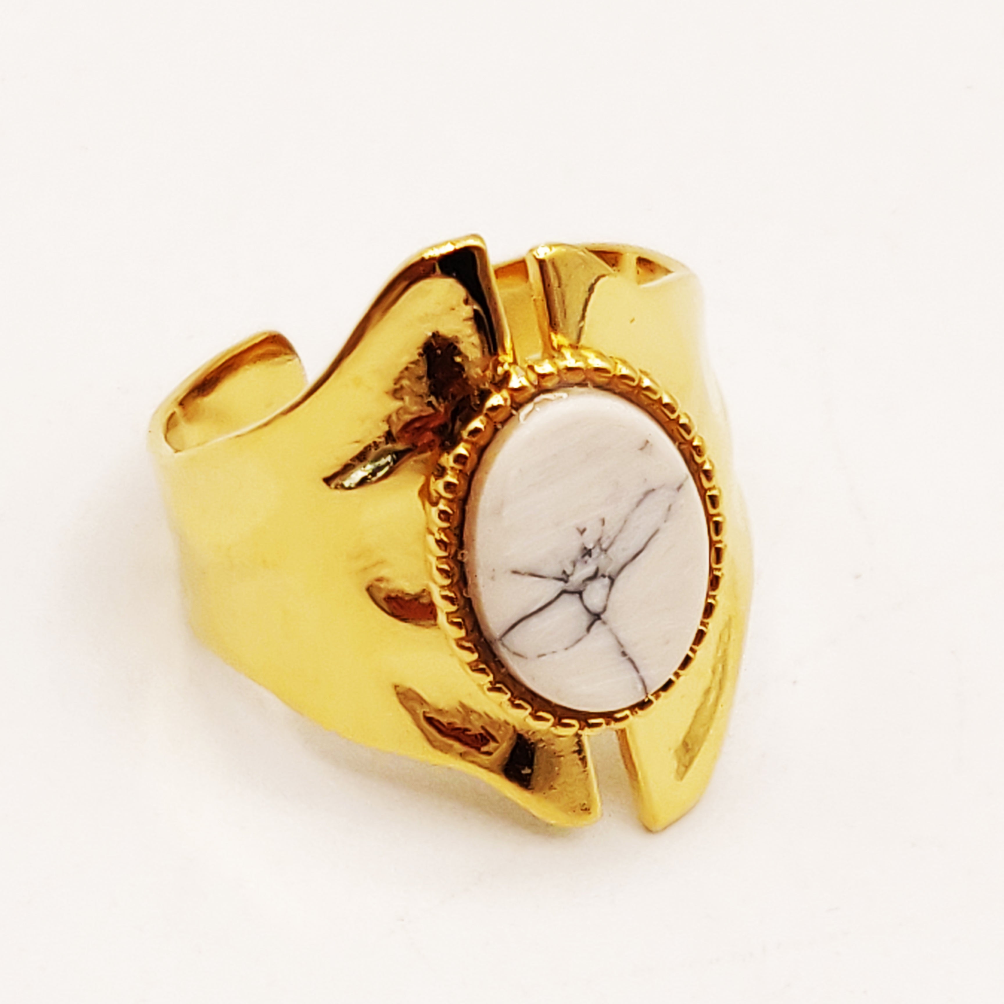 Bague Ovale Blanc Marbré