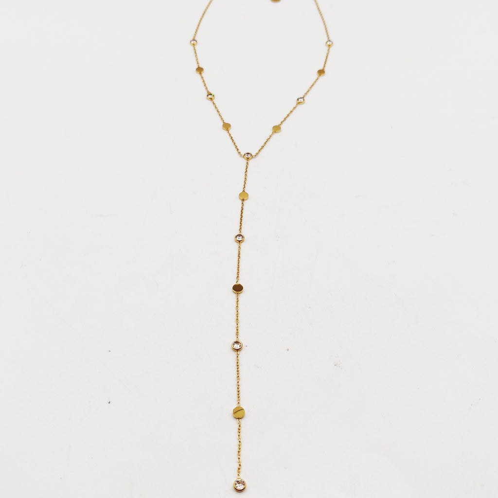 Collier Cercles Dorés et Cristaux Descendant