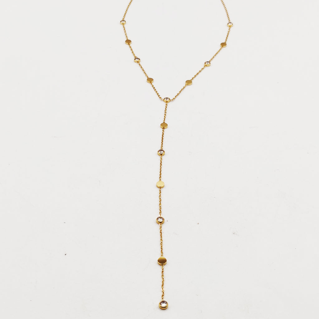 Collier Cercles Dorés et Cristaux Descendant