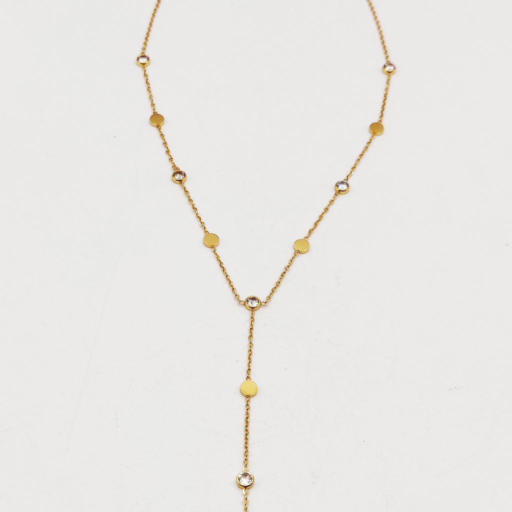 Collier Cercles Dorés et Cristaux Descendant