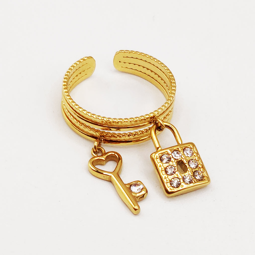 Bague Cadenas et Clé Cristaux