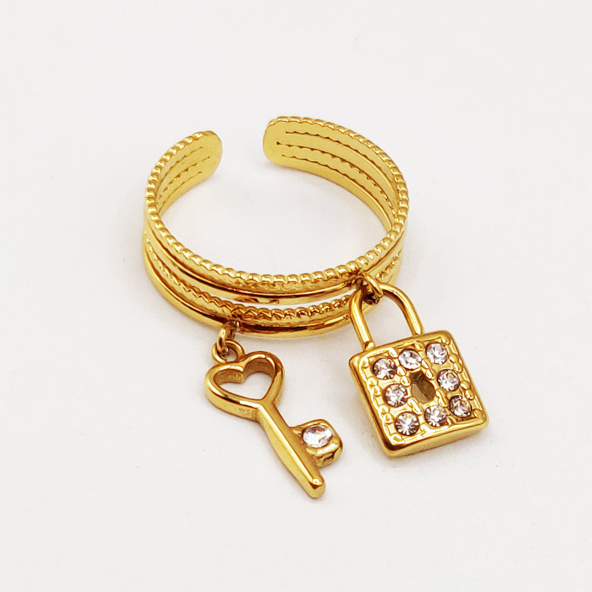 Bague Cadenas et Clé Cristaux