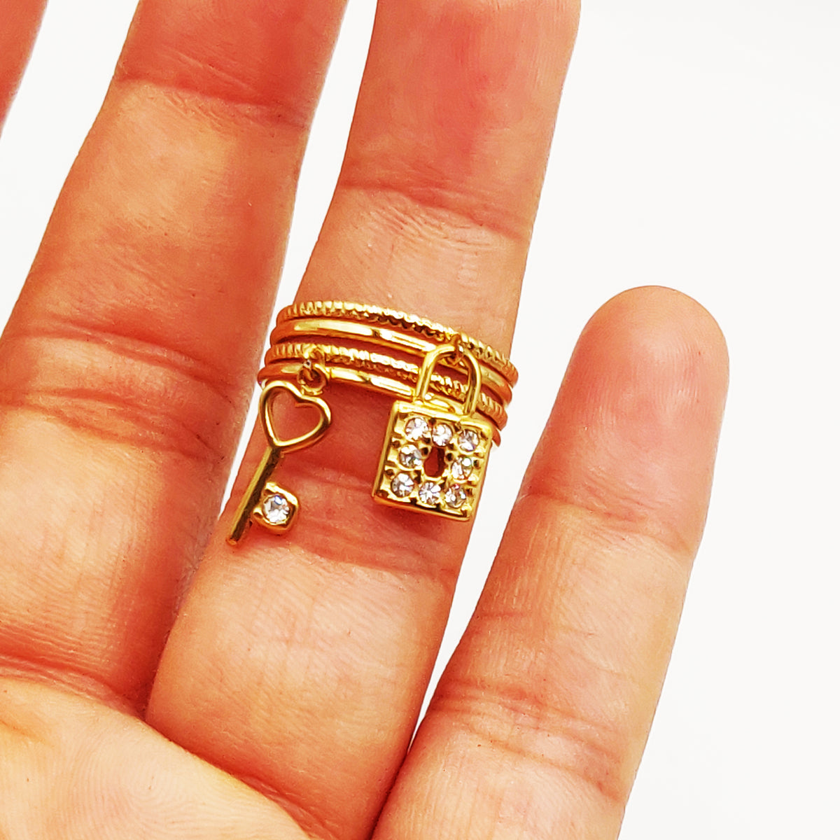 Bague Cadenas et Clé Cristaux