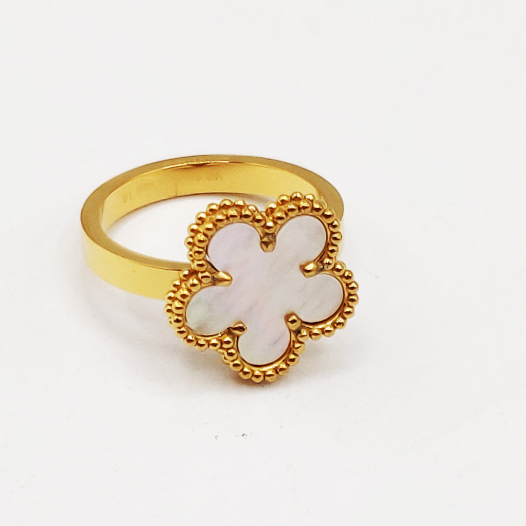 Bague Marguerite Blanche Tour Perles d'imitation Luxe