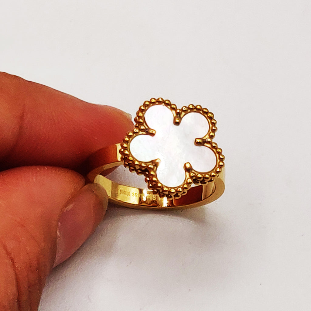 Bague Marguerite Blanche Tour Perles d'imitation Luxe