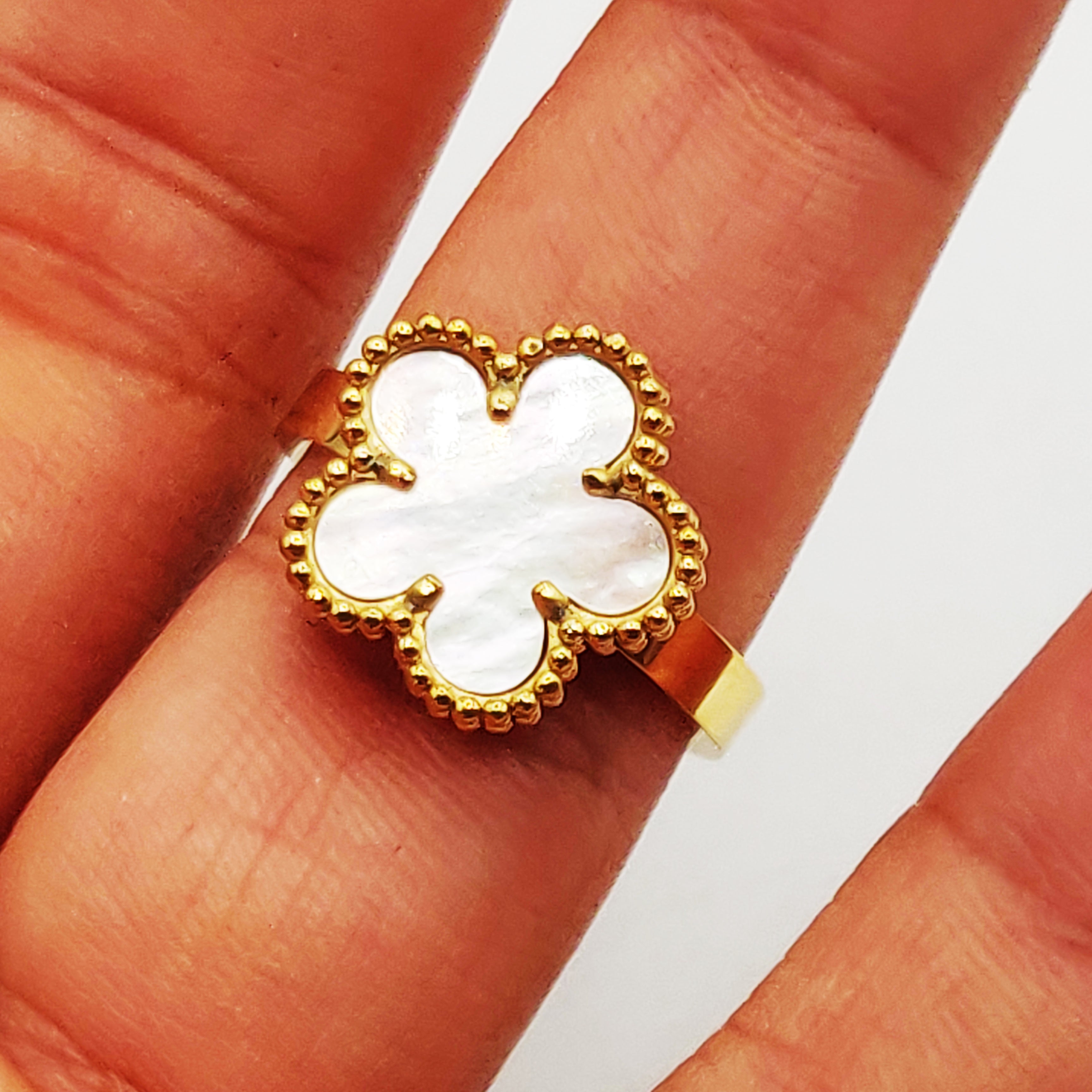 Bague Marguerite Blanche Tour Perles d'imitation Luxe