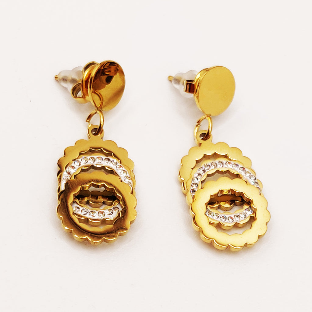 Boucles d'oreilles Multi Torsades Triple Cercles Cristaux Luxe