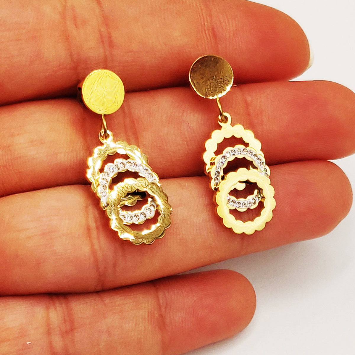 Boucles d'oreilles Multi Torsades Triple Cercles Cristaux Luxe