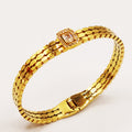 Bracelet Rigide Triple Lignes Cristal Rectangle Luxe