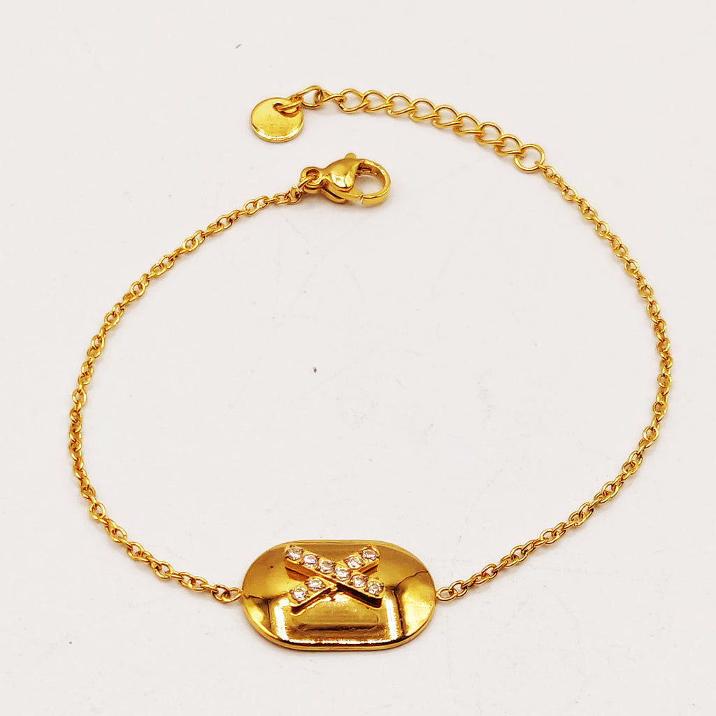Bracelet Plaque X Cristaux Luxe
