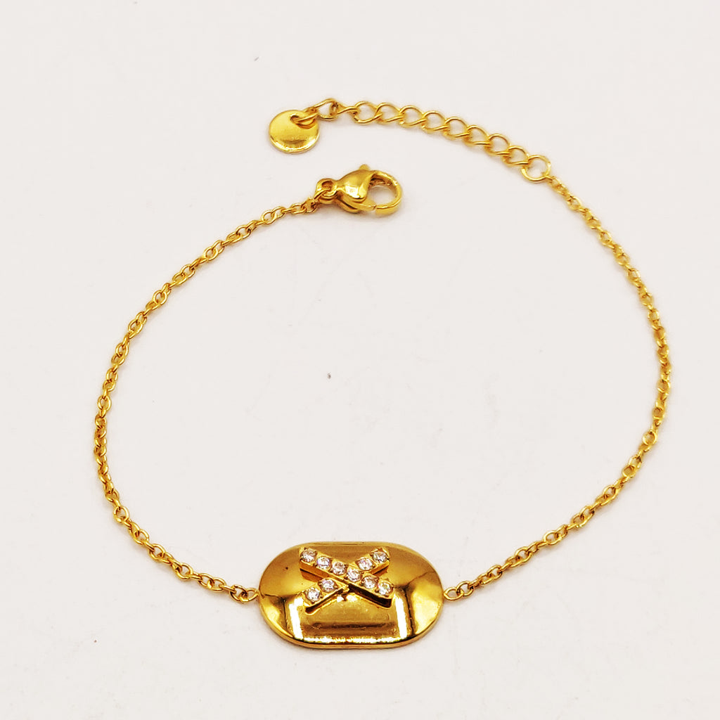Bracelet Plaque X Cristaux Luxe