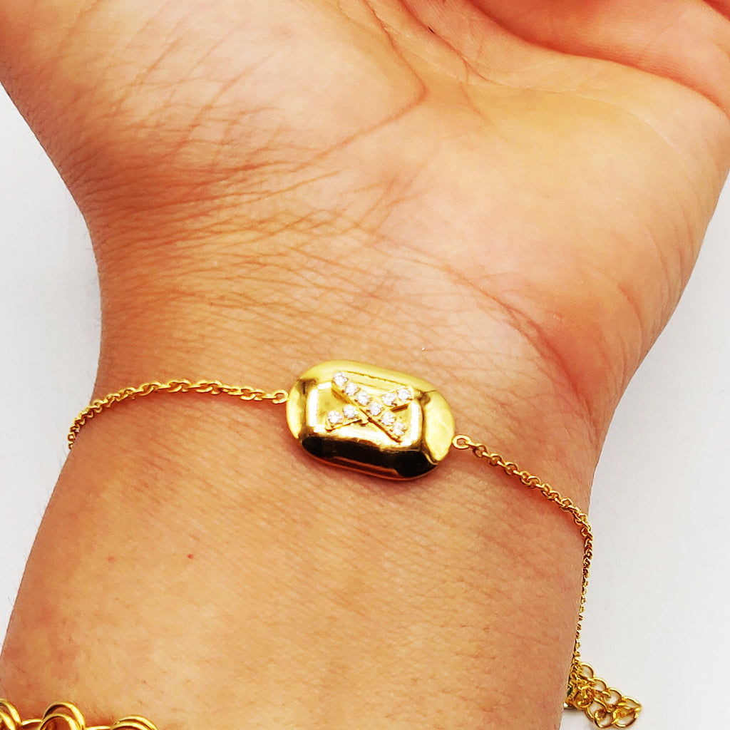 Bracelet Plaque X Cristaux Luxe