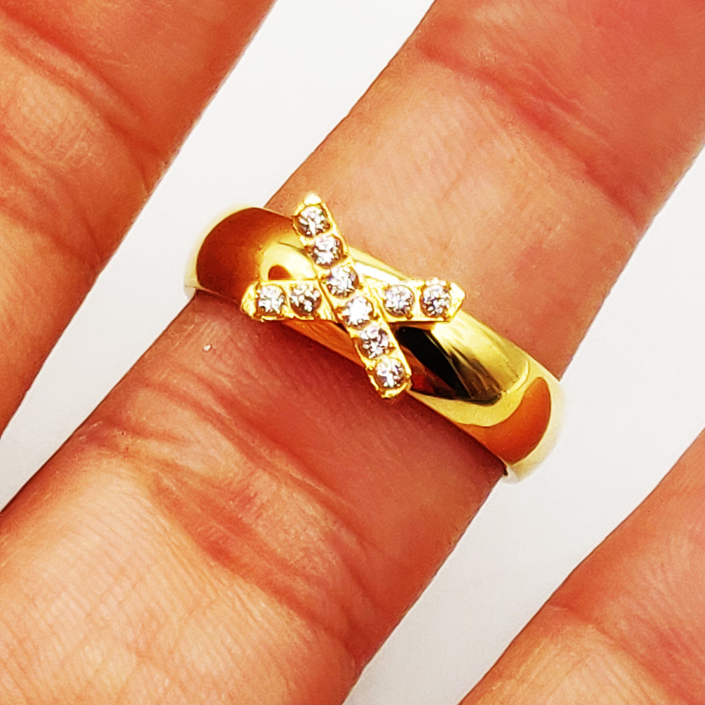 Bague Plaque X Cristaux Luxe