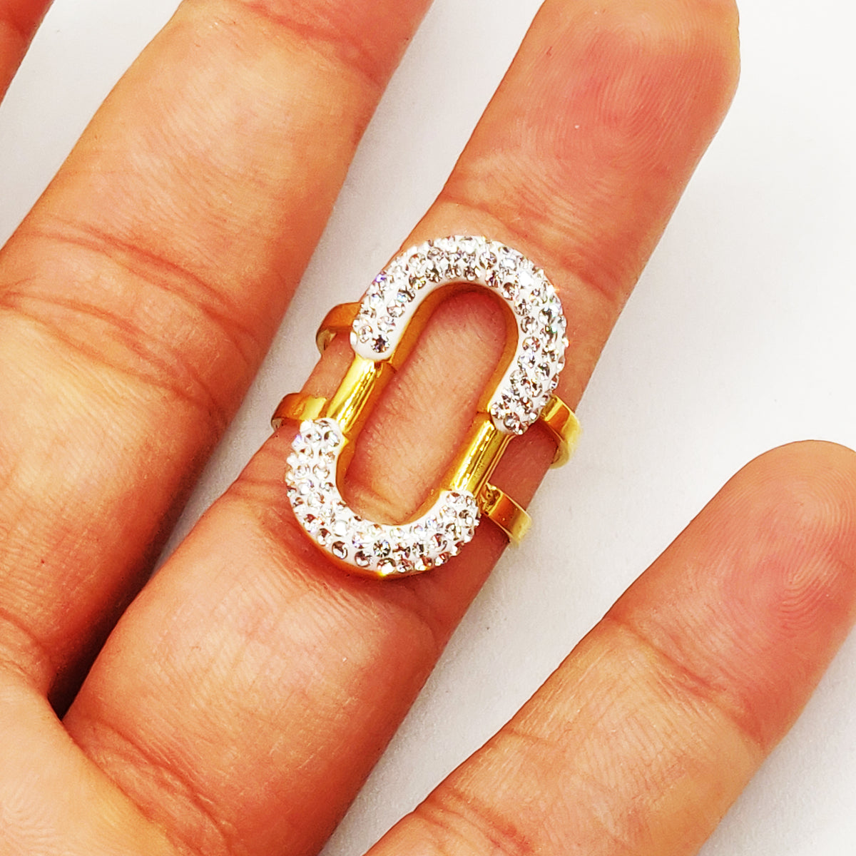 Bague Double U Cristaux Luxe