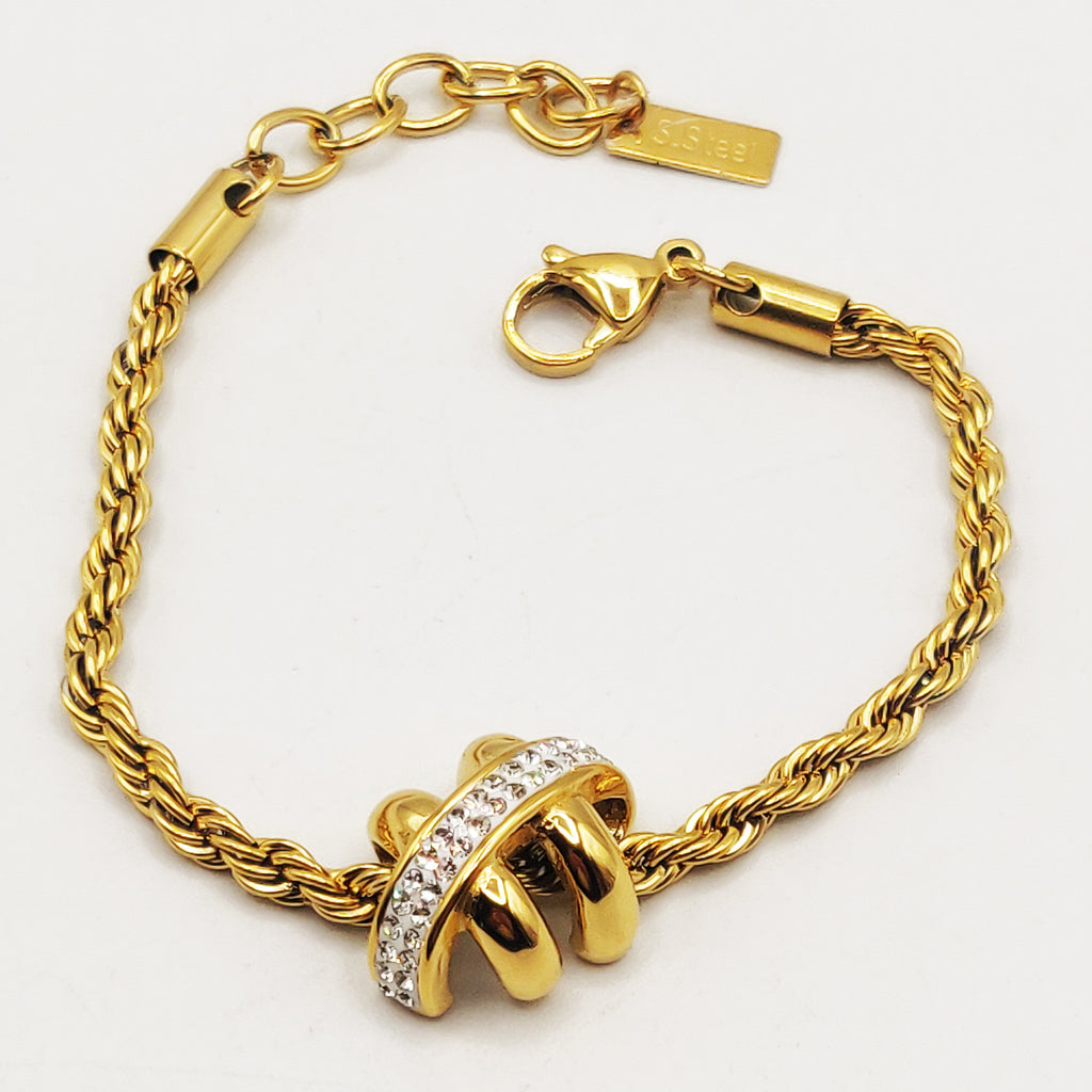 Bracelet Torsade Multi Lignes H Cristaux Luxe