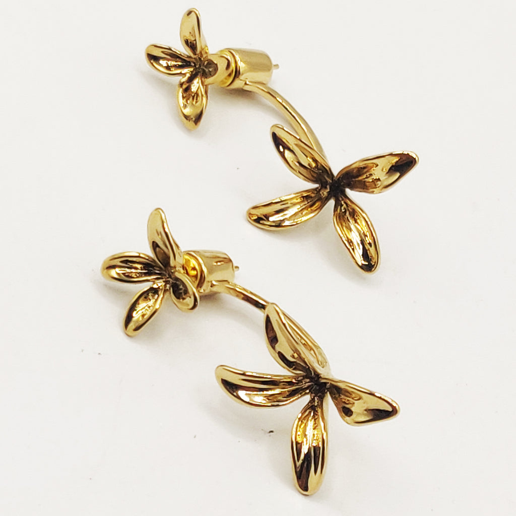 Boucles d'oreilles Double Fleurs Luxe