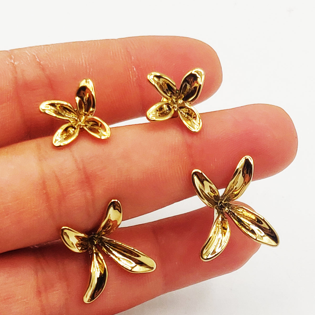 Boucles d'oreilles Double Fleurs Luxe