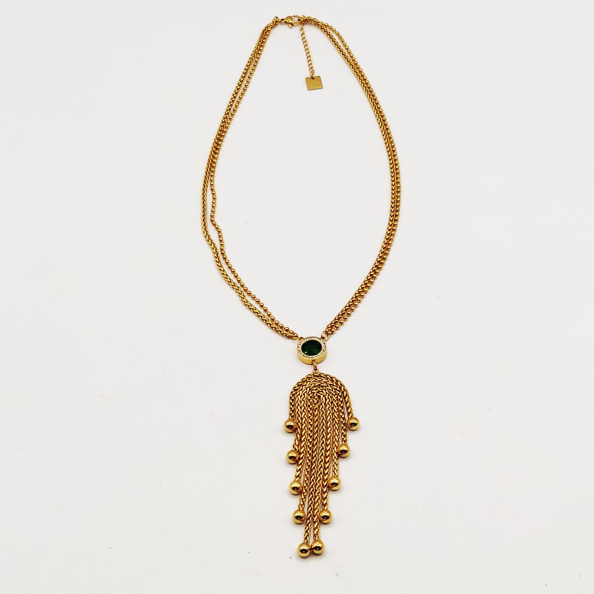 Collier Pierre Verte Ronde Pendentifs Multi Torsades Luxe